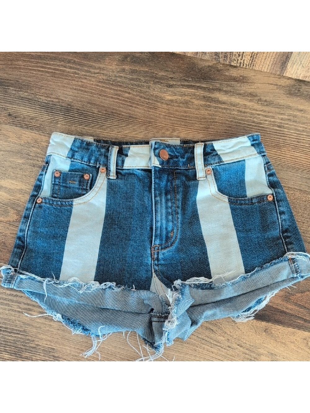 Tractr Striped Jean Shorts Girl's 10 M289